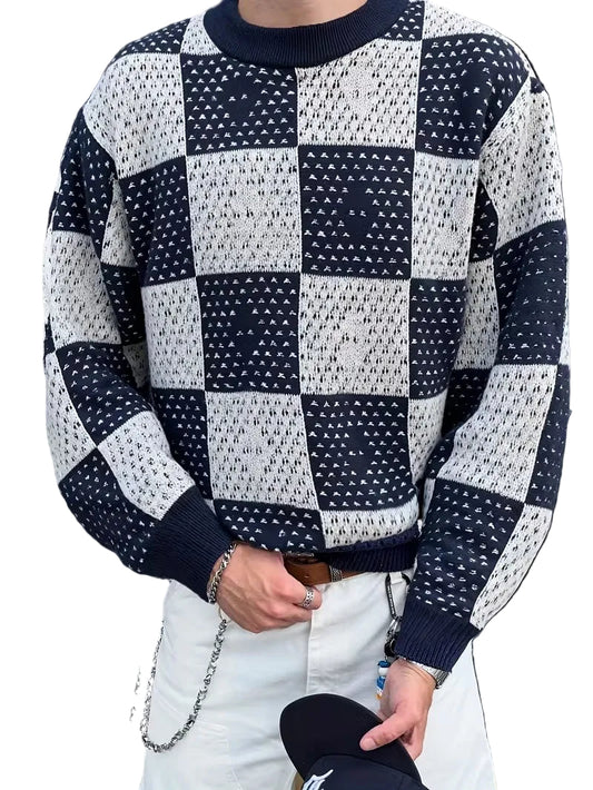 Men’s Checkered Crewneck Sweater