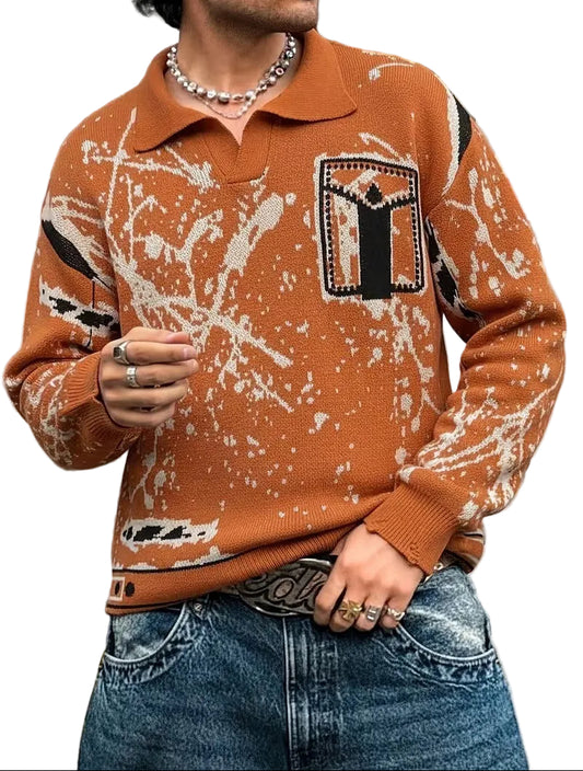 Men’s Patterned Collared Sweater