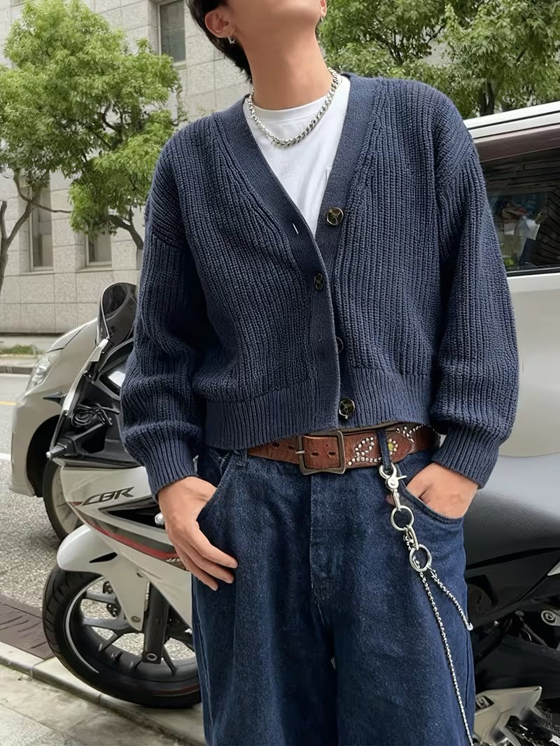 Men’s Ribbed Button-Front Cardigan