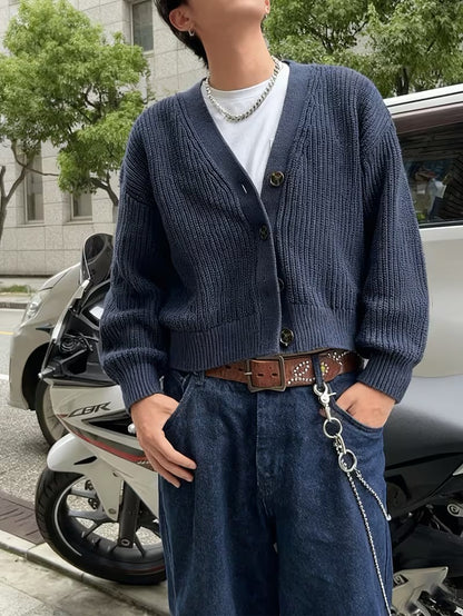 Men’s Ribbed Button-Front Cardigan