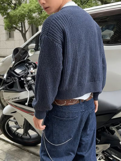 Men’s Ribbed Button-Front Cardigan