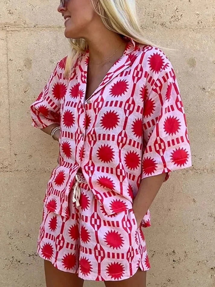 Women’s Printed Shirt and Shorts Set
