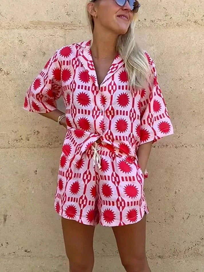 Women’s Printed Shirt and Shorts Set