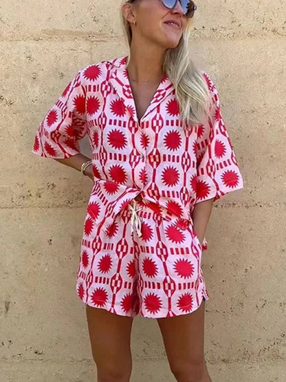 Women’s Printed Shirt and Shorts Set